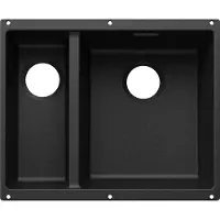 BLANCO SUBLINE 340/160-U, geschikt voor gekleurde componenten. Inbouwspoelbak SILGRANIT, zwart, vanaf 60 cm, zonder afvoer. Afstandsbediening