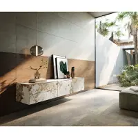 DELIFE Tv-meubel Cuor 180 cm Keramiek Minas Melange Wit-beige 1 Flap 2 Laden Zwevend