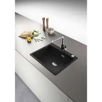 Franke Maris Inbouwspoelbak, Fragranit wasbak MRG 610-54 A, kleur Onyx, bediening met handgreep, geschikt vanaf 60 cm. Artikelnummer: 114.0658.