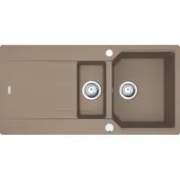Franke spoelbak URBAN UBG 651 in de kleur CASHMERE, inclusief afdruipbak / uitsparingmaat 980 x 480 mm / granieten spoelbak