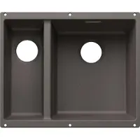 BLANCO SUBLINE 340/160-U, inbouwdag, voor gekleurde componenten. Spoelbak van SILGRANIT, vulkanisch grijs, vanaf 60 cm, zonder afvoer. Afstandsbediening