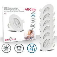 B.K.Licht - LED Badkamer Inbouwspots - wit - set van 6 - badkamerverlichting - IP65 - kantelbaar - 9 x 4,2 cm (DxH)