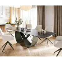 DELIFE Eettafel Edge 300x100 Keramiek Laminam Noir Desir Bruin Infinity Metaal Effect Afwerking Titanium
