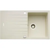 NABER Spoelbak ANGOLA 100 in magnolia, met draaibare mengkraan, verchroomd / spoelbak met opzetrand / voor een kastbreedte van 45 cm