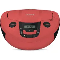 Technisat VIOLA CD-1 - draagbare stereo cd-speler, Boombox met praktische draaggreep (radio voor kinderen, FM-radiotuner, Bluetooth-ontvangst, 2 x 1 W RMS-vermogen, net- en batterijvoeding) Rood