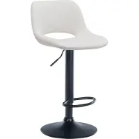 CLP Camden Barkruk - Met rugleuning - Verstelbaar - Velvet - Fluweel - zwart/creme