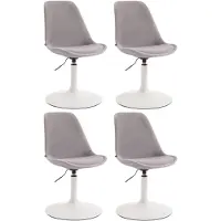 CLP Maverick Set van 4 Eetkamerstoelen - Fluweel grijs wit