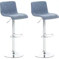 CLP Hover Set van 2 barkrukken - Stof blauw chroom