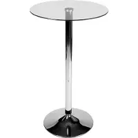 CLP Ronde bar tafel, model 1024833, met glazen blad en chroom frame - afmetingen: 105 cm hoog x 60 cm diameter