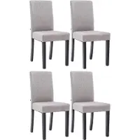 CLP Ina Set van 4 Eetkamerstoelen - Zonder armleuning - Hout - Stof - licht grijs zwart