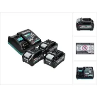 Makita Power Source Kit 40 V max. met 3x BL 4040 accu 4,0 Ah XGT ( 3x 191B26-6 ) + DC 40 RA snellader XGT LXT ( 191E07-8 )