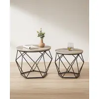 Vasagle Bijzettafel, set van 2 salontafels, grijs-zwart