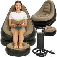 Gardlov 25365 Opblaasbare relaxstoel met voetensteun, zwartbruin