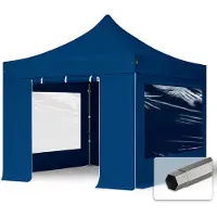 TOOLPORT 3x3 m Easy up partytent, PREMIUM staal 40mm met zijwanden (panorama), blauw