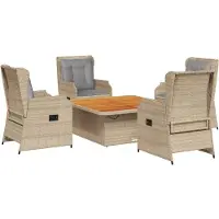 Syfax 5-delige Loungeset met kussens poly rattan beige