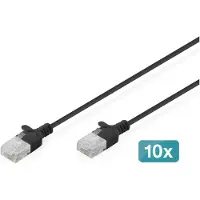 Digitus DK-1618-020S-BL-10 RJ45 Netwerkkabel, patchkabel CAT 6 U/UTP 2 m Zwart 10 stuk(s)