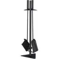 Relaxdays haardstel - 4-delig - staal - schep - bezem - pook - houder - haardgereedschap