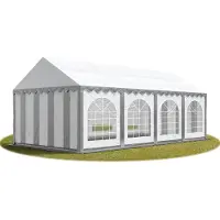 TOOLPORT Partytent 4x8 m, PVC 750, met Grondframe, grijs wit