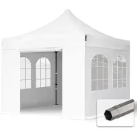 TOOLPORT 3x3 m Easy up partytent, PREMIUM staal 40mm met zijwanden (vensters), wit