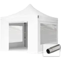 TOOLPORT 3x3 m Easy up partytent, PREMIUM staal 40mm met zijwanden (panorama), wit