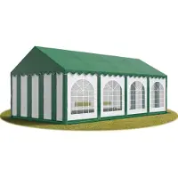 TOOLPORT Partytent 4x8 m, PVC 750, met Grondframe, groen wit