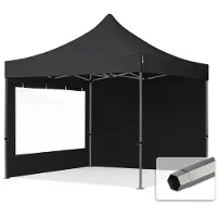 TOOLPORT 3x3 m Easy up partytent, PREMIUM staal 40mm met zijwanden (panorama), zwart