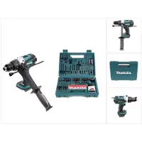 Makita Boormachine + slagboor, DHP 458 Z Accu Klopboormachine 18V 91Nm Solo + Makita Bits & Boorset 100 stuks (Oplaadbare batterij)