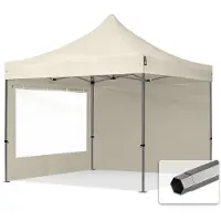 TOOLPORT 3x3 m Easy up partytent, PREMIUM staal 40mm met zijwanden (panorama), crème