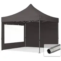 TOOLPORT 3x3 m Easy up partytent, PREMIUM staal 40mm met zijwanden (panorama), donkergrijs