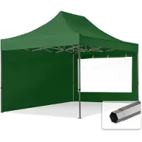 TOOLPORT 3x4,5m Easy up partytent, PREMIUM staal 40mm met zijwanden (panorama), donkergroen
