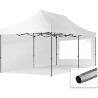 TOOLPORT 3x6m Easy up partytent, PREMIUM staal 40mm met zijwanden (panorama), wit