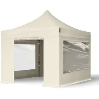 TOOLPORT 3x3 m Easy up partytent, PREMIUM staal 40mm met zijwanden (panorama), crème