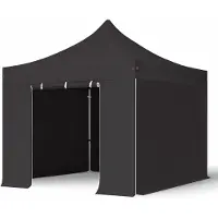 TOOLPORT 3x3 m Easy up partytent met zijwanden, PROFESSIONAL alu 40mm, zwart