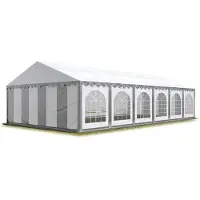 TOOLPORT Partytent 6x12 m, PVC 750, met Grondframe, grijs wit