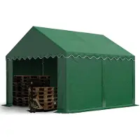 TOOLPORT Opslagtent 3x4 m met ritssluitingen - 2,0m zijwandhoogte, PVC 750, met grondframe, donkergroen
