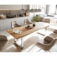 DELIFE Eettafel Edge 260x100 acacia natuur roestvrijstaal smal Live-Edge