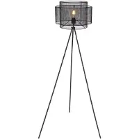 Globo Staande lamp Driepootlamp metaal Vloerlamp zwart Plafondlamp rond Cage woonkamer, metaal, fitting 1x E27, DxH 60x150 cm