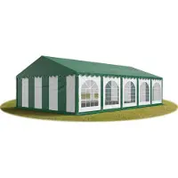 TOOLPORT Partytent 5x10 m, PVC 750, met Grondframe, groen wit