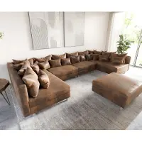DELIFE Woonlandschap Clovis XL bruine antiek optiek modulaire hocker