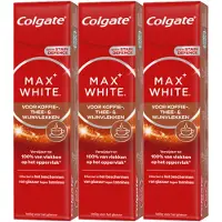 Colgate 3x Tandpasta Max White For Coffee, Tea & Wine 75 Ml