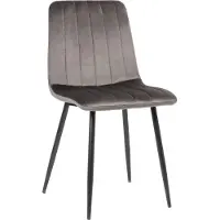 CLP Essstoel, bekleed met fluweel, model Dijon, met sierstiksels en vloerbeschermers, kleur grijs. Materiaal: fluweel