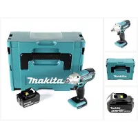 Makita Boormachine + slagboor, DTW 190 T1J 18V Li-Ion snoerloze slagmoersleutel in Makpac - met 1x BL 1850 5,0 Ah accu, zonder (Oplaadbare batterij)