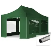 TOOLPORT 3x6 m Easy up partytent, PREMIUM staal 40mm met zijwanden (panorama), donkergroen