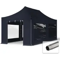 TOOLPORT 3x6 m Easy up partytent, PREMIUM staal 40mm met zijwanden (panorama), zwart