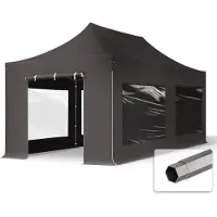 TOOLPORT 3x6 m Easy up partytent, PREMIUM staal 40mm met zijwanden (panorama), donkergrijs