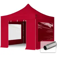 TOOLPORT 3x3 m Easy up partytent, PREMIUM staal 40mm met zijwanden (panorama), rood