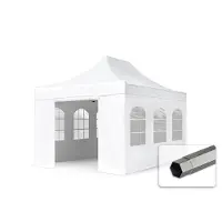 TOOLPORT 3x4,5 m Easy up partytent, PREMIUM staal 40mm met zijwanden (panorama), wit