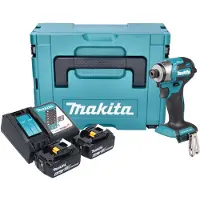 Makita DTD 173 RGJ accu slagmoersleutel 18 V 180 Nm 1/4" borstelloos + 2x oplaadbare accu 6.0 Ah + lader + Makpac