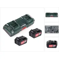 Metabo Gereedschap batterijen + laders, Basisset met 2x Li-Power accu 5.2Ah + dubbele oplader ASC 145 DUO (18 V)