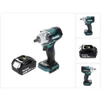 Makita Boormachine + slagboor, DTW 300 F1 Accu-slagmoersleutel 18 V 330 Nm 1/2" Borstelloos + 1x accu 3.0 Ah - zonder lader (Oplaadbare batterij)